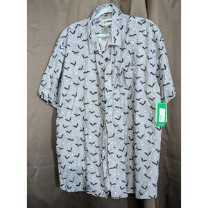 Tipsy Elves Mens Gray Button Up Bat Shirt 3XL Halloween